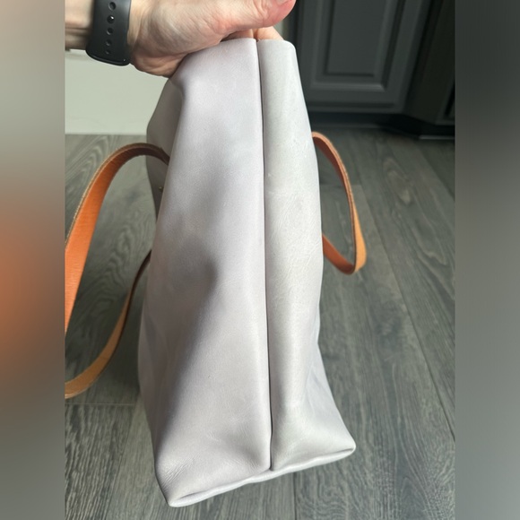 KMM & Co Leather Tote Bag in Light Gray - Picture 8 of 11
